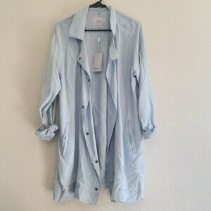 Rails Nadia moto jacket trench snap button light blue tencel size small S NWT